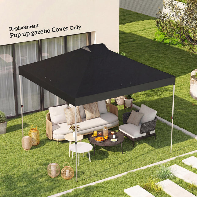 gazebo roof replacement UV50+ Waterproof Pop Up Canopy Cover with 8 Drainage Holes 3 x 3 m Black