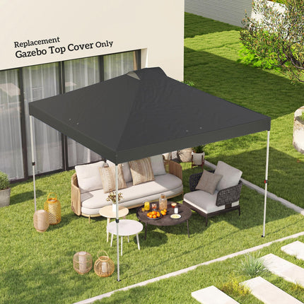 Gazebo Roof Replacement UV50+ Waterproof Pop Up Canopy Cover with 8 Drainage Holes 3 x 3 m Dark Grey