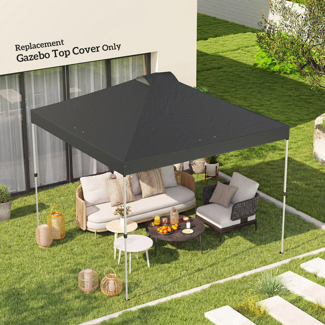 Gazebo Roof Replacement UV50+ Waterproof Pop Up Canopy Cover with 8 Drainage Holes 3 x 3 m Dark Grey
