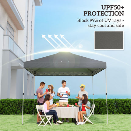 Gazebo Roof Replacement UV50+ Waterproof Pop Up Canopy Cover with 8 Drainage Holes 3 x 3 m Dark Grey