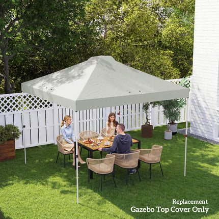Gazebo Roof Replacement UV50+ Waterproof Pop Up Canopy Cover with 8 Drainage Holes 3 x 3 m White