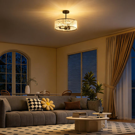 Crystal Ceiling Light, Semi Flush Mount Modern Crystal Chandelier Ceiling Light,