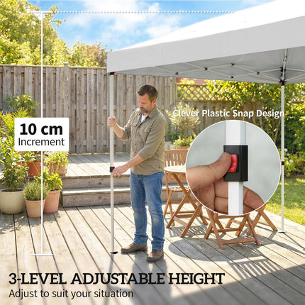 3 x 6 m Pop Up Canopy with UV50+ Protection Garden Gazebo with 6 Sidewalls, Whit