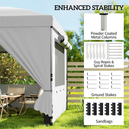 3 x 6 m Pop Up Canopy with UV50+ Protection Garden Gazebo with 6 Sidewalls, Whit