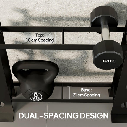 4-Tier Dumbbell Rack, Heavy-Duty Weight Rack for Dumbbells, Kettlebells and Multiple Balls, 200 KG Capacity, Black