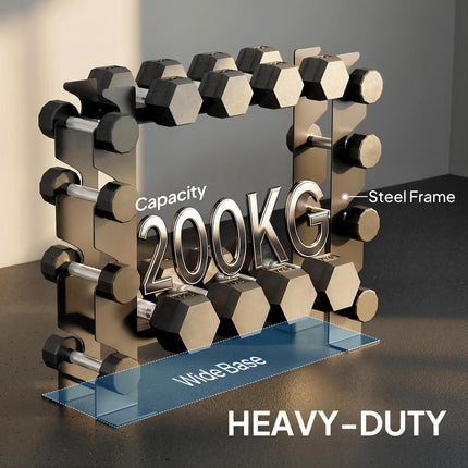 4-Tier Dumbbell Rack, Heavy-Duty Weight Rack for Dumbbells, Kettlebells and Multiple Balls, 200 KG Capacity, Black
