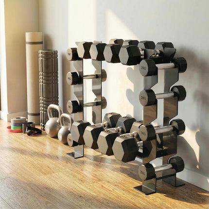 4-Tier Dumbbell Rack, Heavy-Duty Weight Rack for Dumbbells, Kettlebells and Multiple Balls, 200 KG Capacity, Black