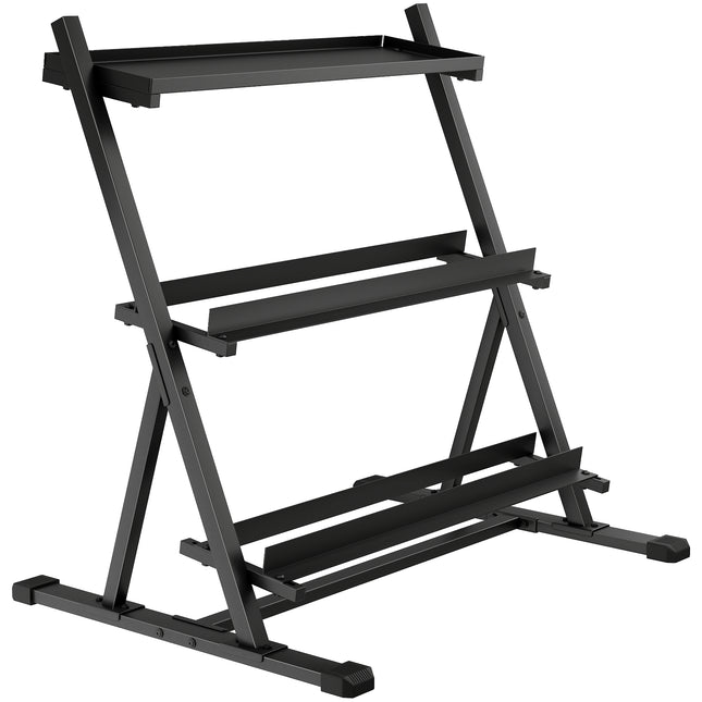 3-Tier Adjustable Dumbbell Rack, Heavy-Duty Weight Rack for Dumbbells, Kettlebells and Multiple Balls, Space-Saving Weight Storage Stand for Home Gym, 200 KG Capacity
