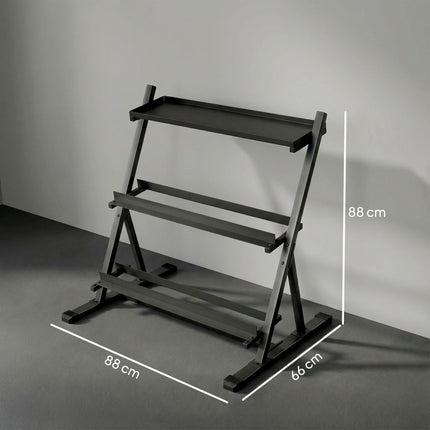 3-Tier Adjustable Dumbbell Rack, Heavy-Duty Weight Rack for Dumbbells, Kettlebells and Multiple Balls, Space-Saving Weight Storage Stand for Home Gym, 200 KG Capacity