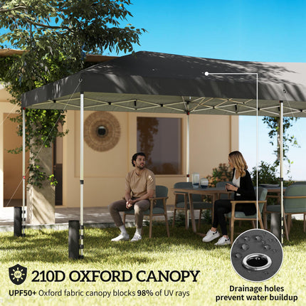 3 x 6 m Pop Up Canopy with UV50+ Protection Garden Gazebo with 6 Sidewalls, Dark