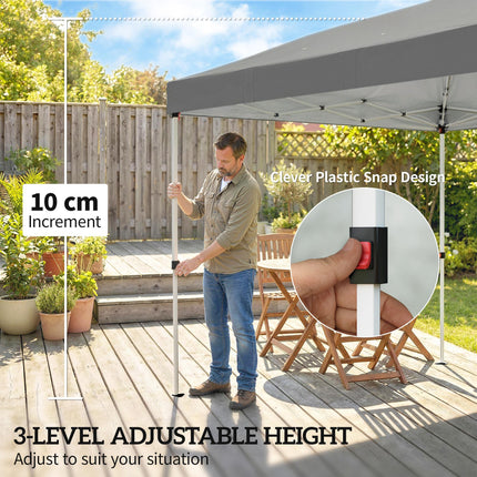 3 x 6 m Pop Up Canopy with UV50+ Protection Garden Gazebo with 6 Sidewalls, Dark