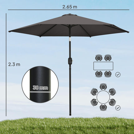 2.6 m Garden Parasol Umbrella with Aluminium Pole, Outdoor Patio Umbrella with Aluminium Pole Outdoor Patio Umbrella With T