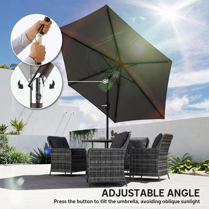 2.6 m Garden Parasol Umbrella with Aluminium Pole, Outdoor Patio Umbrella with Aluminium Pole Outdoor Patio Umbrella With T