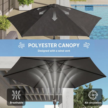 2.6 m Garden Parasol Umbrella with Aluminium Pole, Outdoor Patio Umbrella with Aluminium Pole Outdoor Patio Umbrella With T