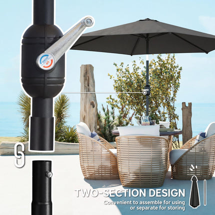 2.6 m Garden Parasol Umbrella with Aluminium Pole, Outdoor Patio Umbrella with Aluminium Pole Outdoor Patio Umbrella With T