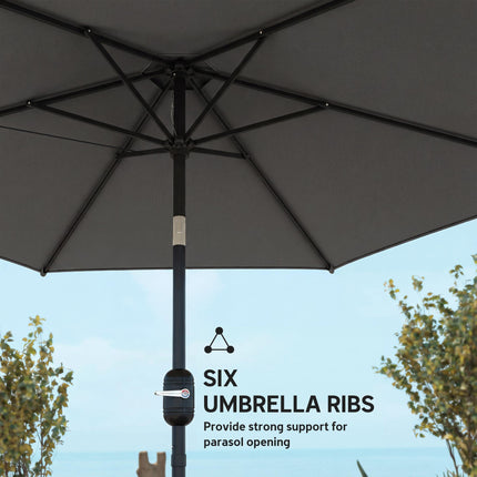 2.6 m Garden Parasol Umbrella with Aluminium Pole, Outdoor Patio Umbrella with Aluminium Pole Outdoor Patio Umbrella With T