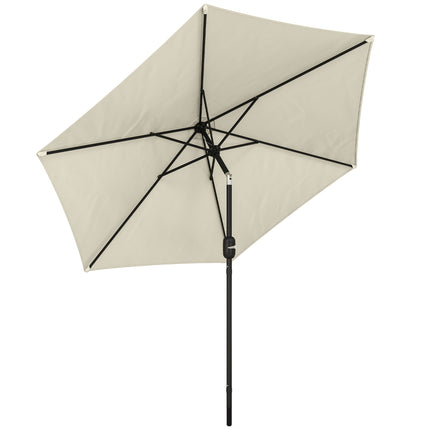 2.6 m Garden Parasol Umbrella with Aluminium Pole, Outdoor Patio Umbrella with Tilt and Crank, Vent, Cream White