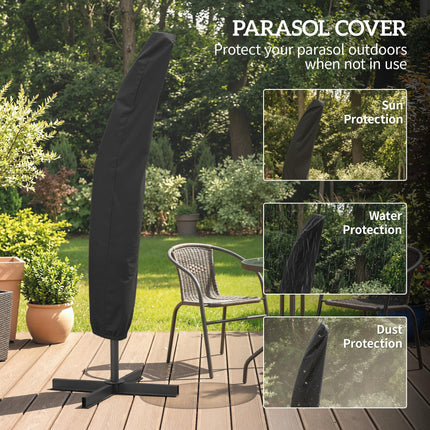 3m Overhanging Parasol, with Base, Weights and Cover - Orange