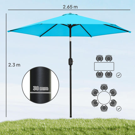 2.6 m Garden Parasol Umbrella with Aluminium Pole, Outdoor Patio Umbrella with Aluminium Pole Outdoor Patio Umbrella With B