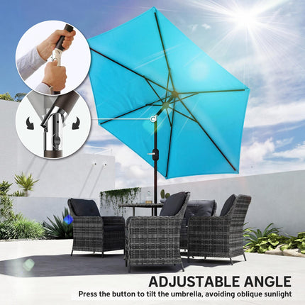 2.6 m Garden Parasol Umbrella with Aluminium Pole, Outdoor Patio Umbrella with Aluminium Pole Outdoor Patio Umbrella With B