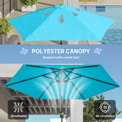 2.6 m Garden Parasol Umbrella with Aluminium Pole, Outdoor Patio Umbrella with Aluminium Pole Outdoor Patio Umbrella With B