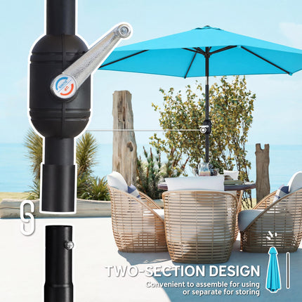 2.6 m Garden Parasol Umbrella with Aluminium Pole, Outdoor Patio Umbrella with Aluminium Pole Outdoor Patio Umbrella With B