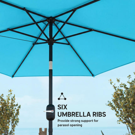 2.6 m Garden Parasol Umbrella with Aluminium Pole, Outdoor Patio Umbrella with Aluminium Pole Outdoor Patio Umbrella With B
