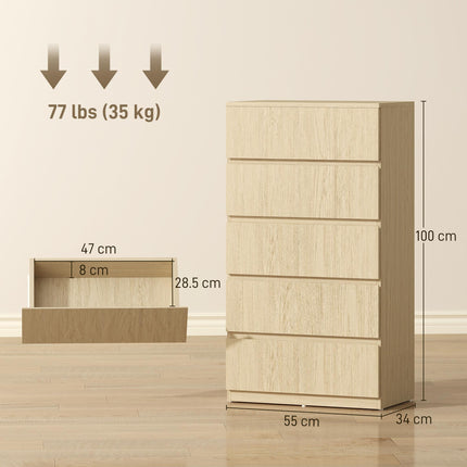 Chest of Drawers 5-Drawer Storage Cabinets Modern Dresser Storage Drawer Unit