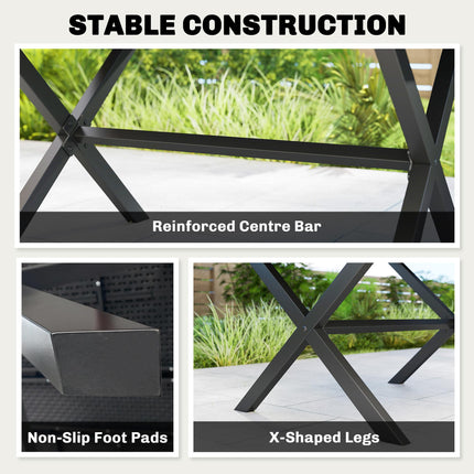 Garden Dining Table for 6, Rectangular Outdoor Table with Wood Effect HDPE Top,