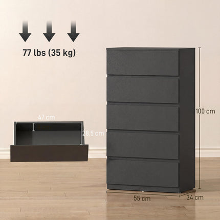 Chest of Drawers, 5-Drawer Storage Cabinets Modern Dresser, Storage Drawer Unit
