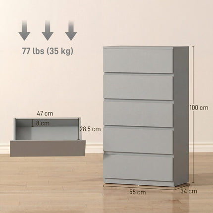 Chest of Drawers 5-Drawer Storage Cabinets Modern Dresser, Storage Drawer Unit