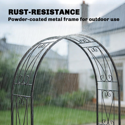 Garden Arch, Arbour Trellis for Climbing Plants, Rose Arch for Wedding Garden Decoration, 155 x 40 x 246 cm, Black