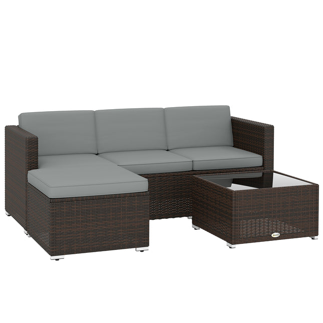 3 Pieces Garden Furniture Set w/ Cushions, PE Rattan Wicker Conversation Corner