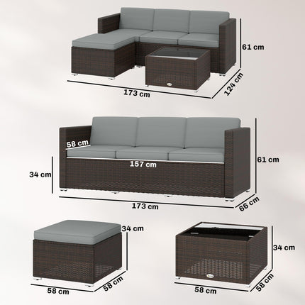 3 Pieces Garden Furniture Set w/ Cushions, PE Rattan Wicker Conversation Corner