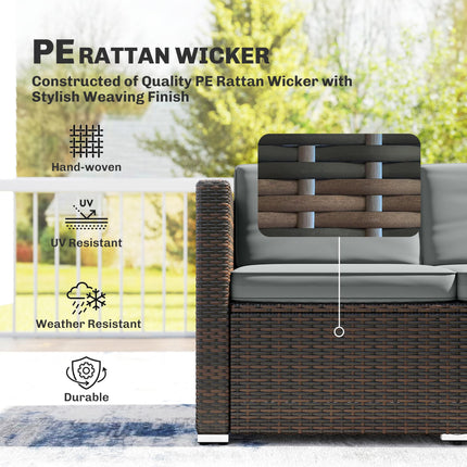 3 Pieces Garden Furniture Set w/ Cushions, PE Rattan Wicker Conversation Corner