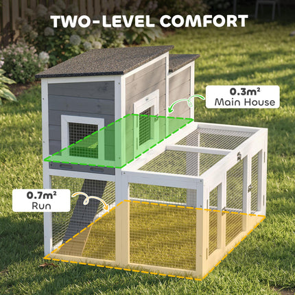 Wooden Rabbit Hutch, Indoor Outdoor Bunny Cage with Waterproof & Openable Roof, Pull Out Tray and Ramp, Guinea Pig Hutch
