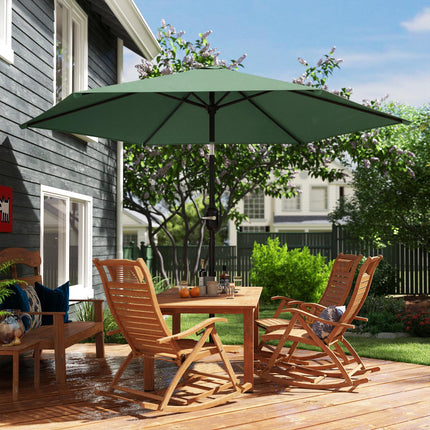2.6 m Garden Parasol Umbrella with Aluminium Pole, Outdoor Patio Umbrella with Tilt and Crank, Vent, Dark Green