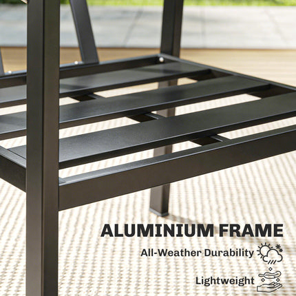 Aluminium Garden Furniture Set, 4 Seater Outdoor Patio Furniture with Loveseat, 2 Armchairs, Slatted Table
