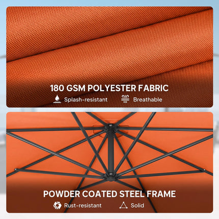 3 m Overhanging Cantilever Parasol, with Cross Base - Orange