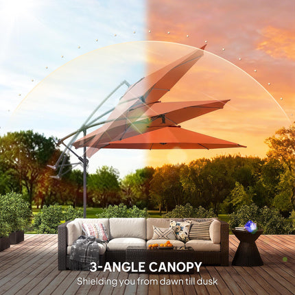 3 m Overhanging Cantilever Parasol, with Cross Base - Orange