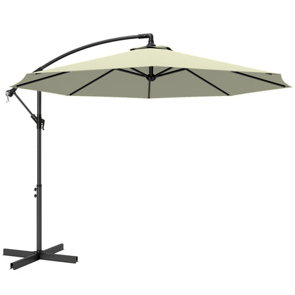 3m Overhanging Cantilever Parasol, with Cross Base - Beige