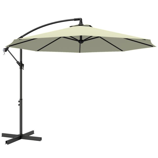 3m Overhanging Cantilever Parasol, with Cross Base - Beige