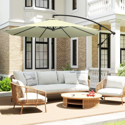 3m Overhanging Cantilever Parasol, with Cross Base - Beige