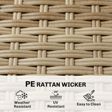 4 Seater Rattan Dining Set with Parasol, 6 Piece Garden Table and Stackable Chairs with Tempered Glass Tabletop