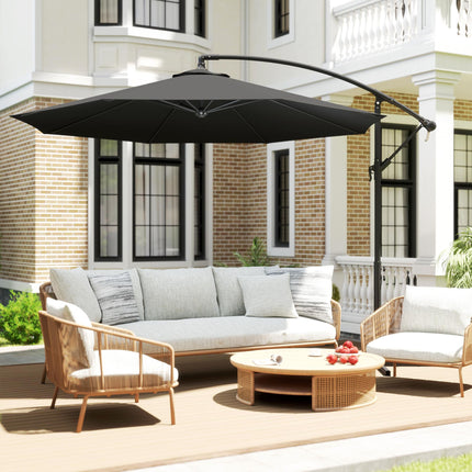 3m Overhanging Cantilever Parasol, with Cross Base - Black