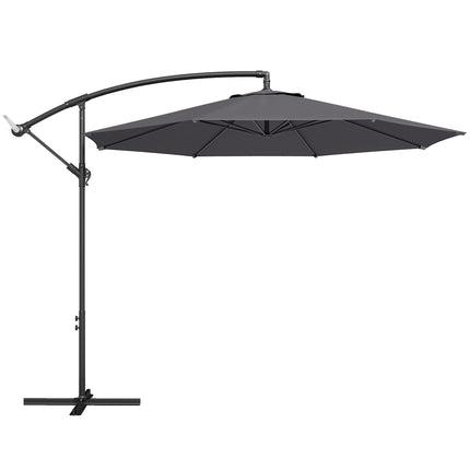 3 m Overhanging Cantilever Parasol, with Cross Base - Grey