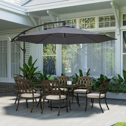 3 m Overhanging Cantilever Parasol, with Cross Base - Grey