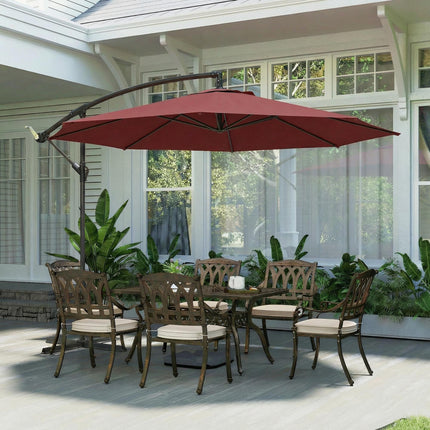 3 m Overhanging Cantilever Parasol, with Cross Base - Wine Red