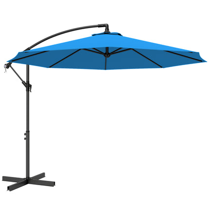 3m Overhanging Cantilever Parasol, with Cross Base - Blue