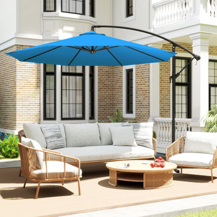 3m Overhanging Cantilever Parasol, with Cross Base - Blue